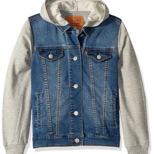 Levi’s Hoodie Trucker Jacket Blue Gray Denim Jeans Hybrid Size M (10-12) Boys